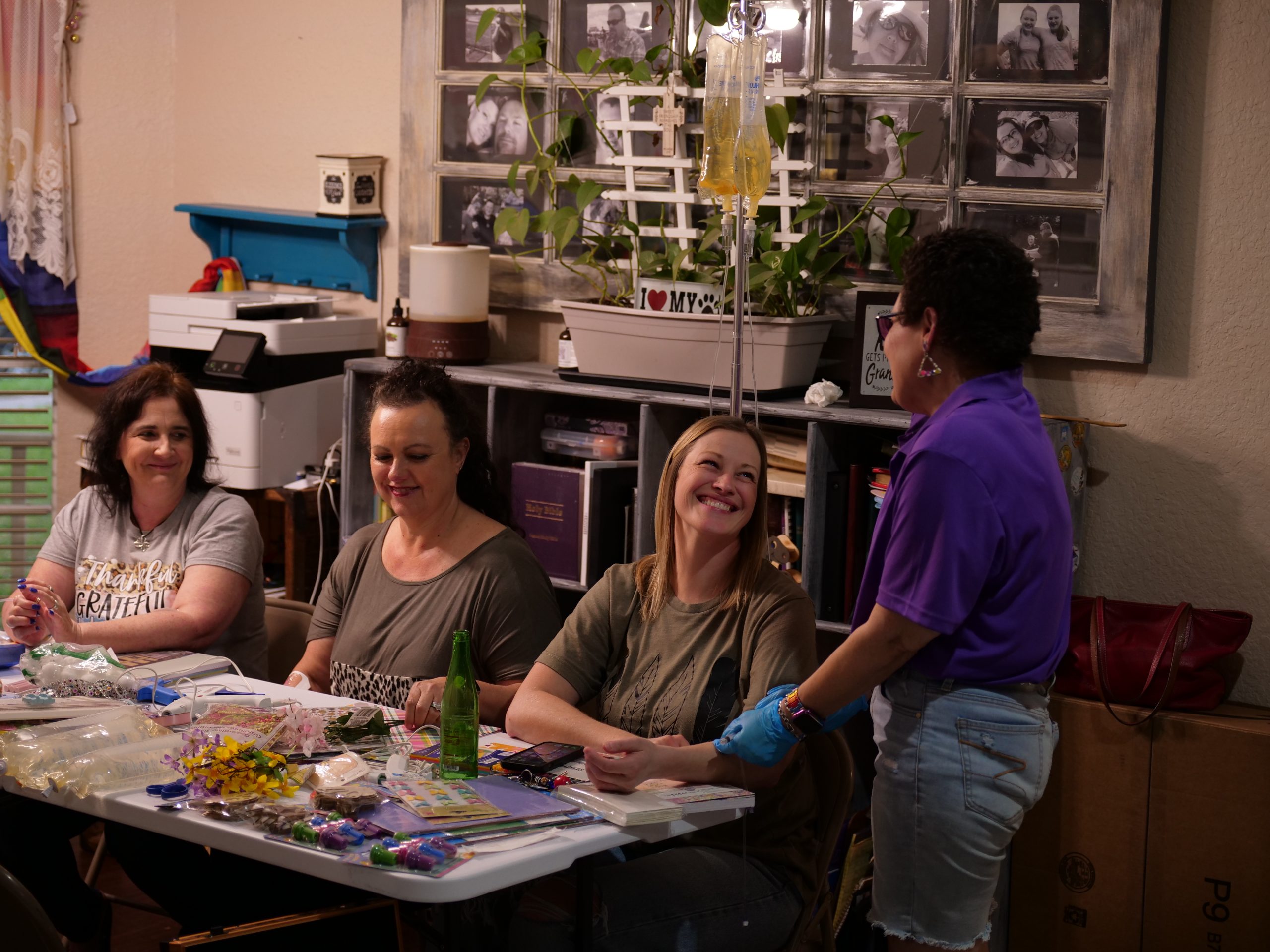 Elena provides mobile IV therapy to a group of ladies at their home.